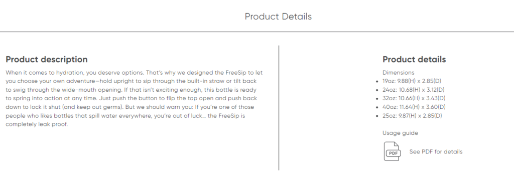 Product Details OF OWALA FREESIP WATTER BOTTLE